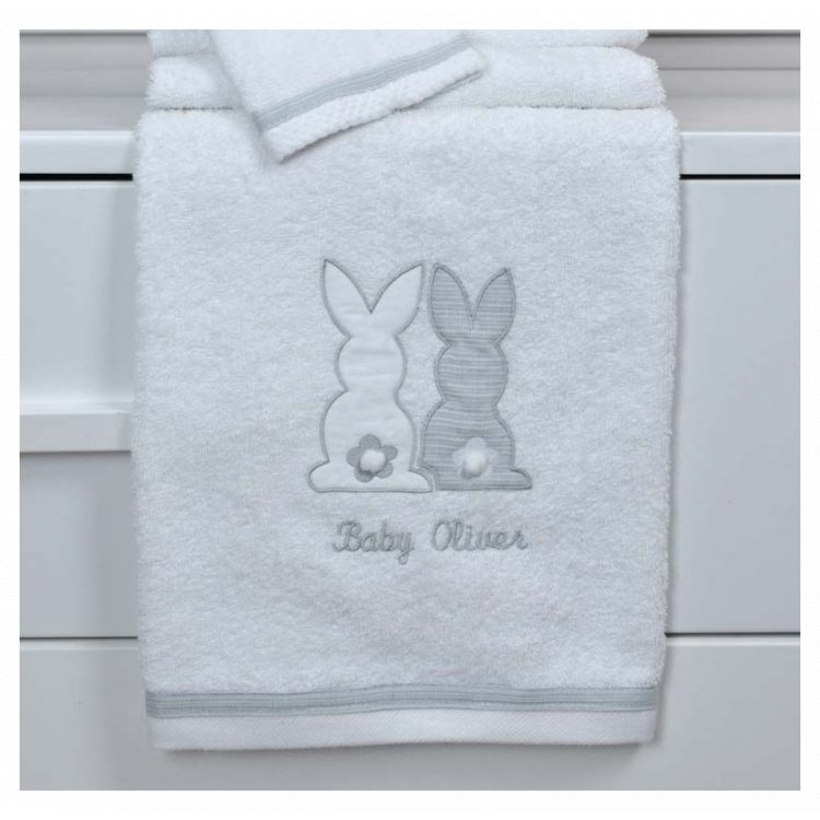 Πετσέτες σετ 2 τμχ Baby Oliver Grey Bunny
