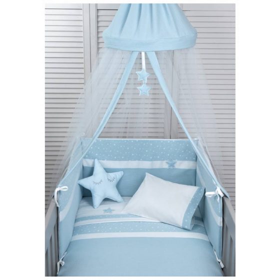 Προίκα κούνιας Baby Oliver Muslin Ciel σετ 3 τμχ des. 371
