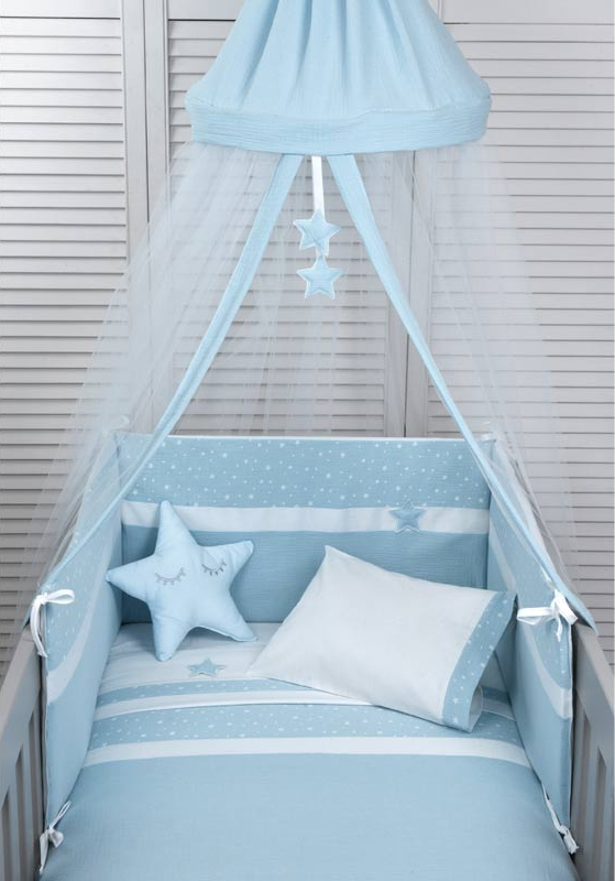 Προίκα κούνιας Baby Oliver Muslin Ciel σετ 3 τμχ des. 371