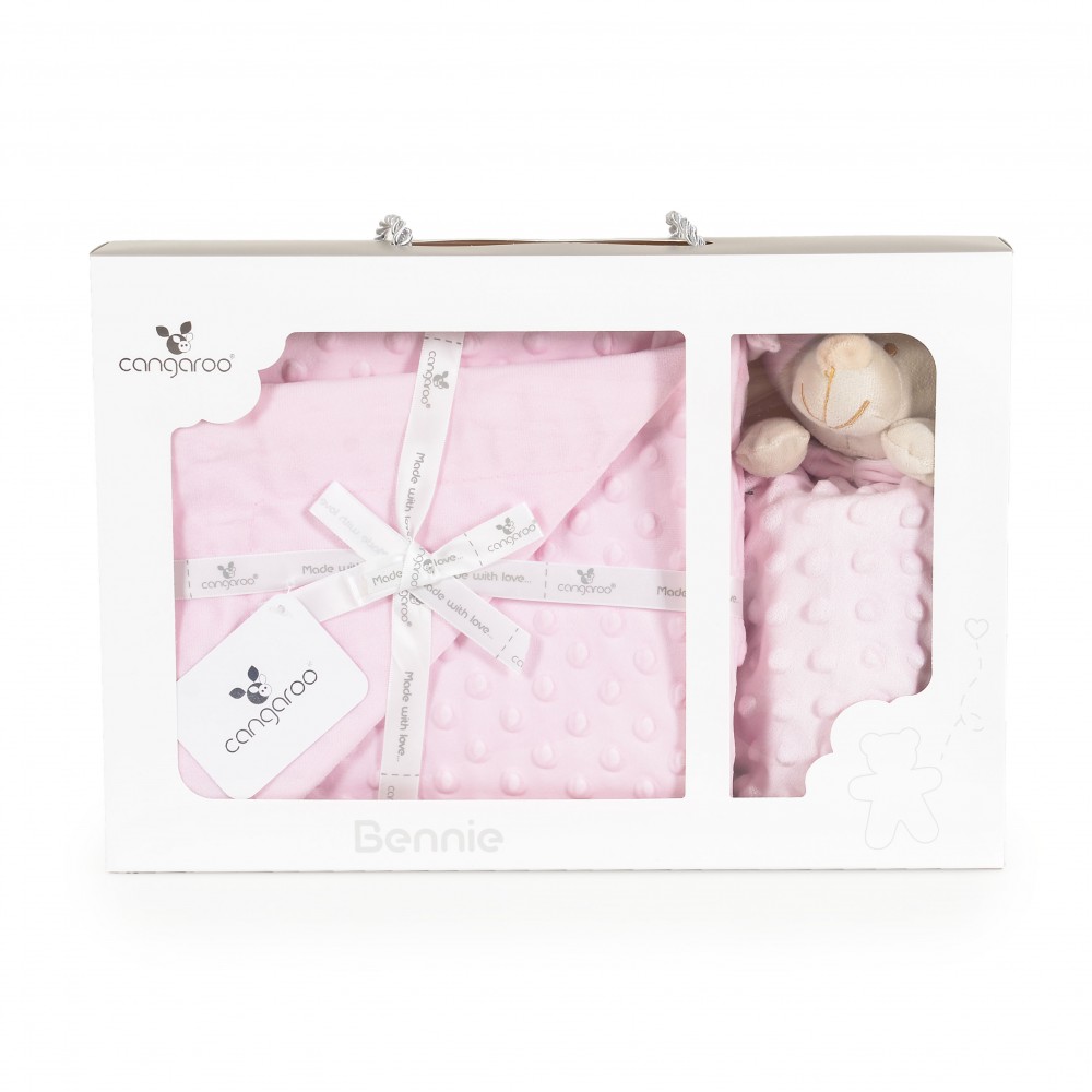 Κουβέρτα αγκαλιάς & Πανάκι παρηγοριάς Cangaroo Bennie Pink
