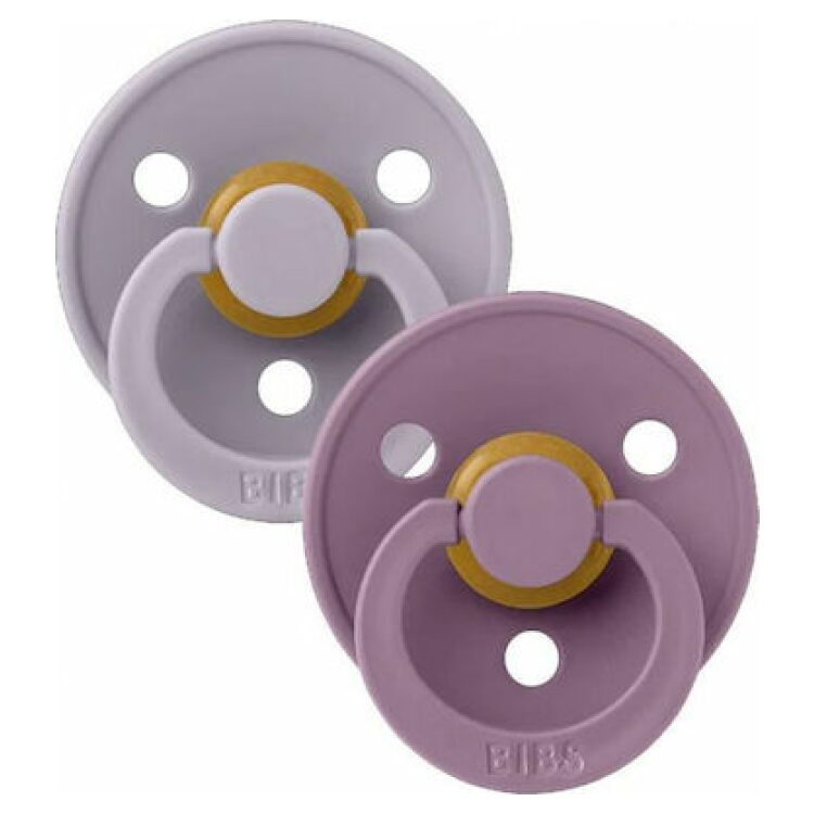 BIBS Σετ Πιπίλες 2 τμχ, Colour, Fossil Grey/Mauve, Στρογγυλή Νο 1