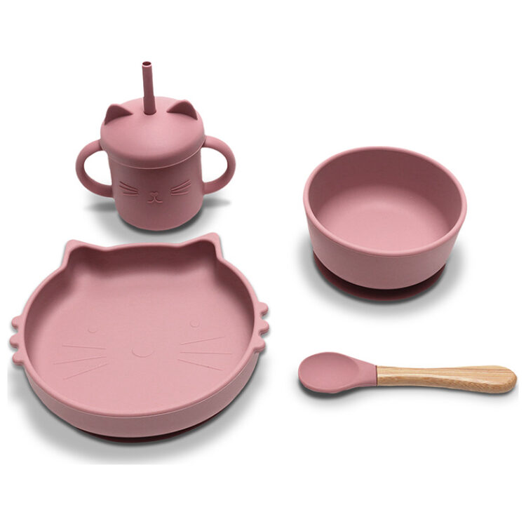 Σετ φαγητού σιλικόνης 4 τεμ. Lorelli Natural Deep Pink 10230700002