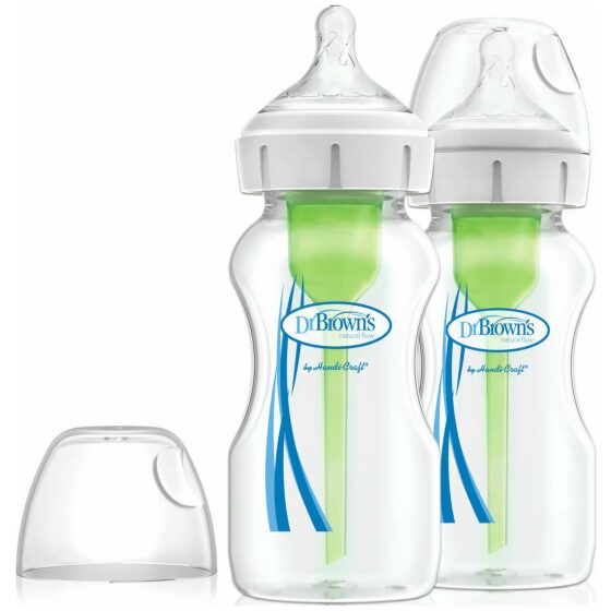 Μπιμπερό γυάλινο  Dr. Brown's Options+ με φαρδύ λαιμό 270ml (2 τμχ)