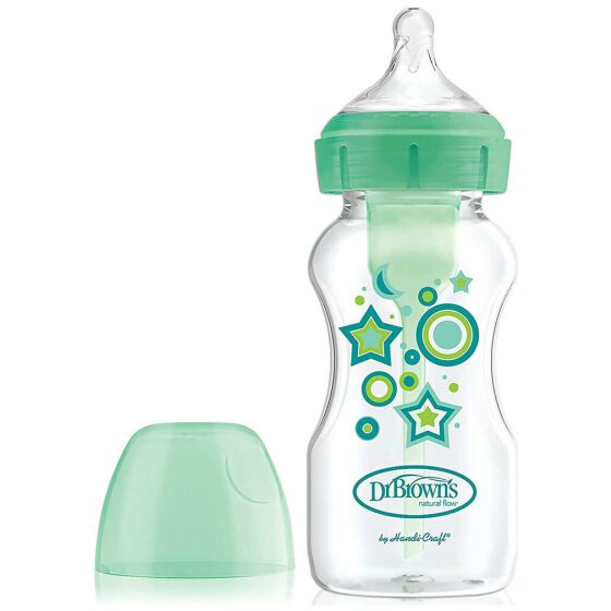 Μπιμπερό πλαστικό Dr. Brown’s Options+ με φαρδύ λαιμό 270ml Πράσινο WB91806