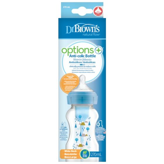 Μπιμπερό πλαστικό Dr. Brown’s Options+ με φαρδύ λαιμό 270ml Μπλε - Image 2