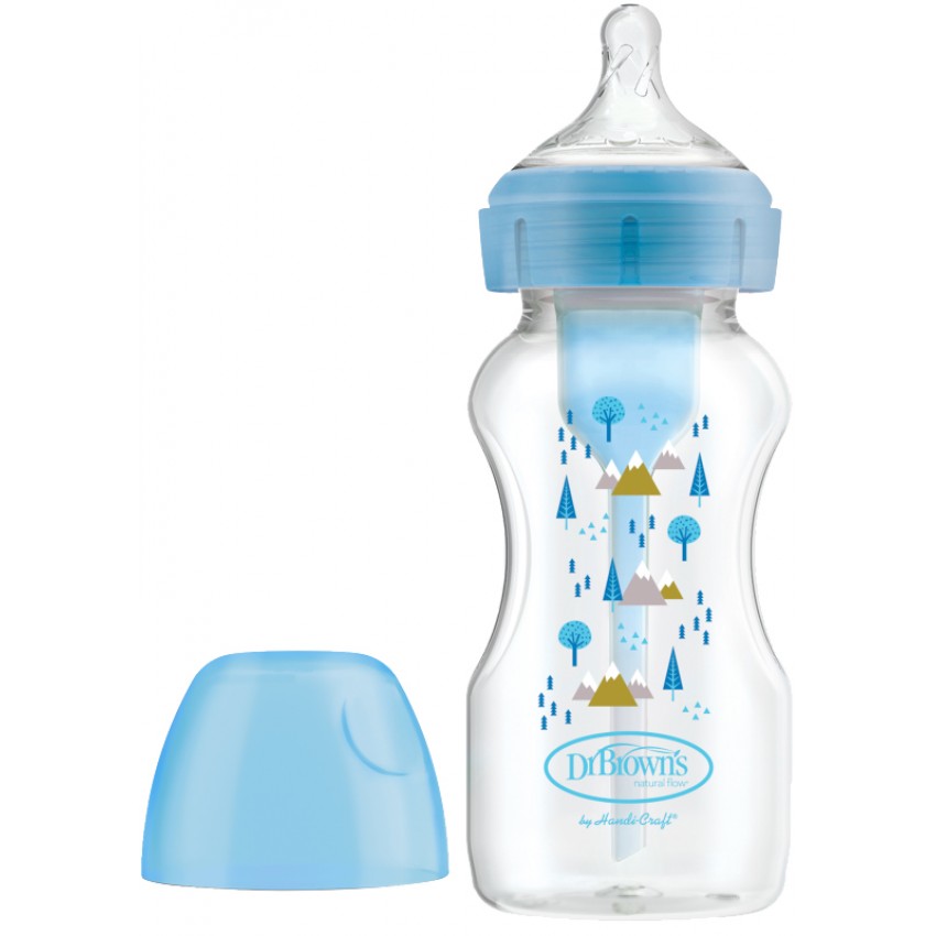 Μπιμπερό πλαστικό Dr. Brown’s Options+ με φαρδύ λαιμό 270ml Μπλε