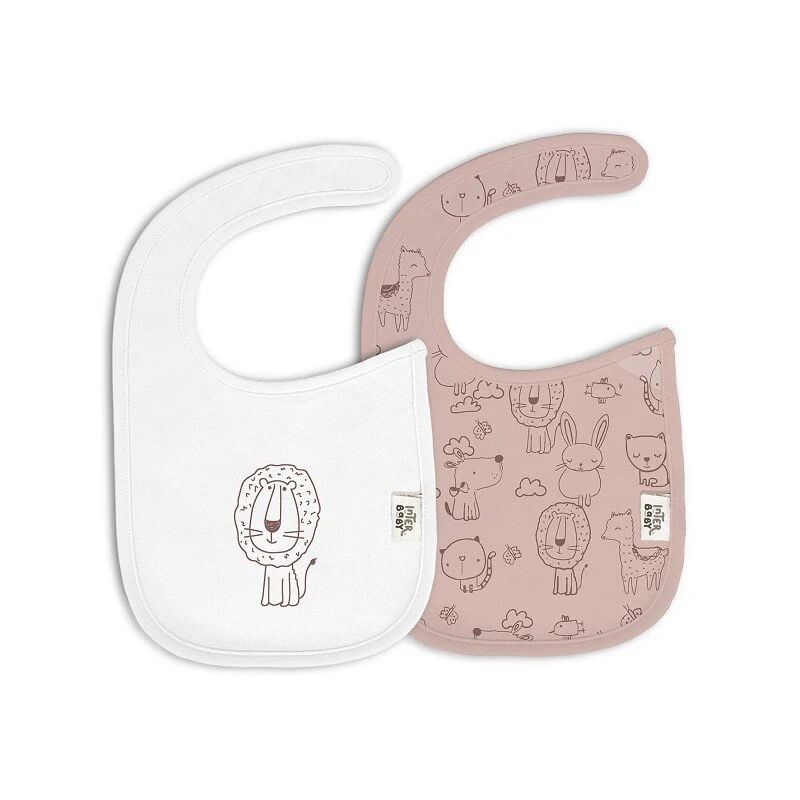 Σαλιάρα Interbaby σετ 2τμχ με velcro Animalitos Pink 00334-02