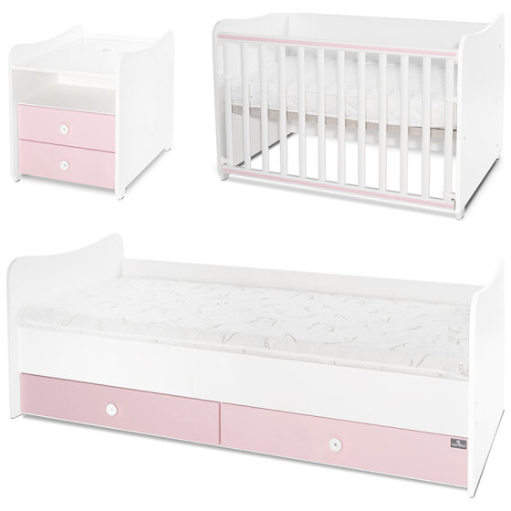 Κρεβάτι πολυμορφικό Lorelli Combo White+Orchid Pink - Image 2