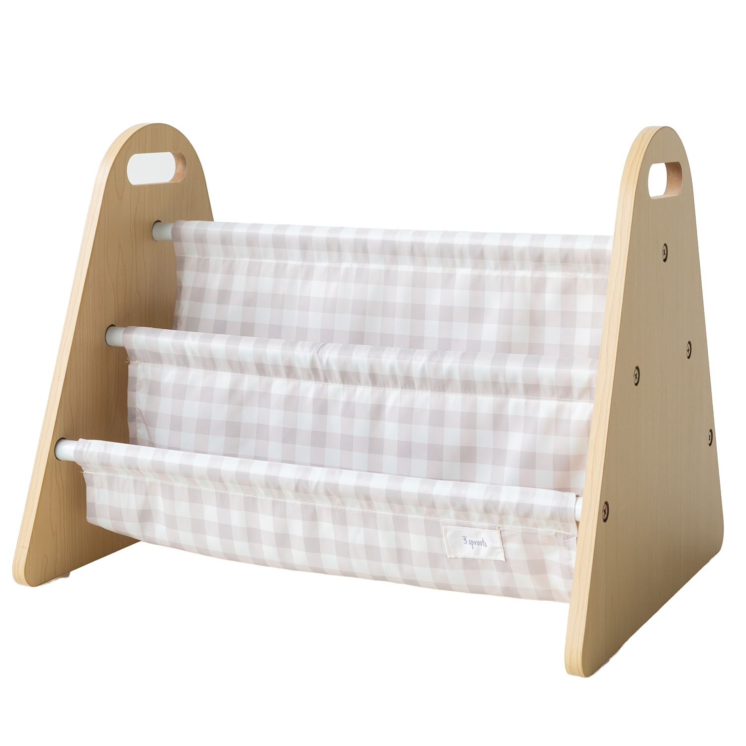 3Sprouts Φορητή Βιβλιοθήκη διπλής όψης, Gingham/Beige 0317-IMBGBG