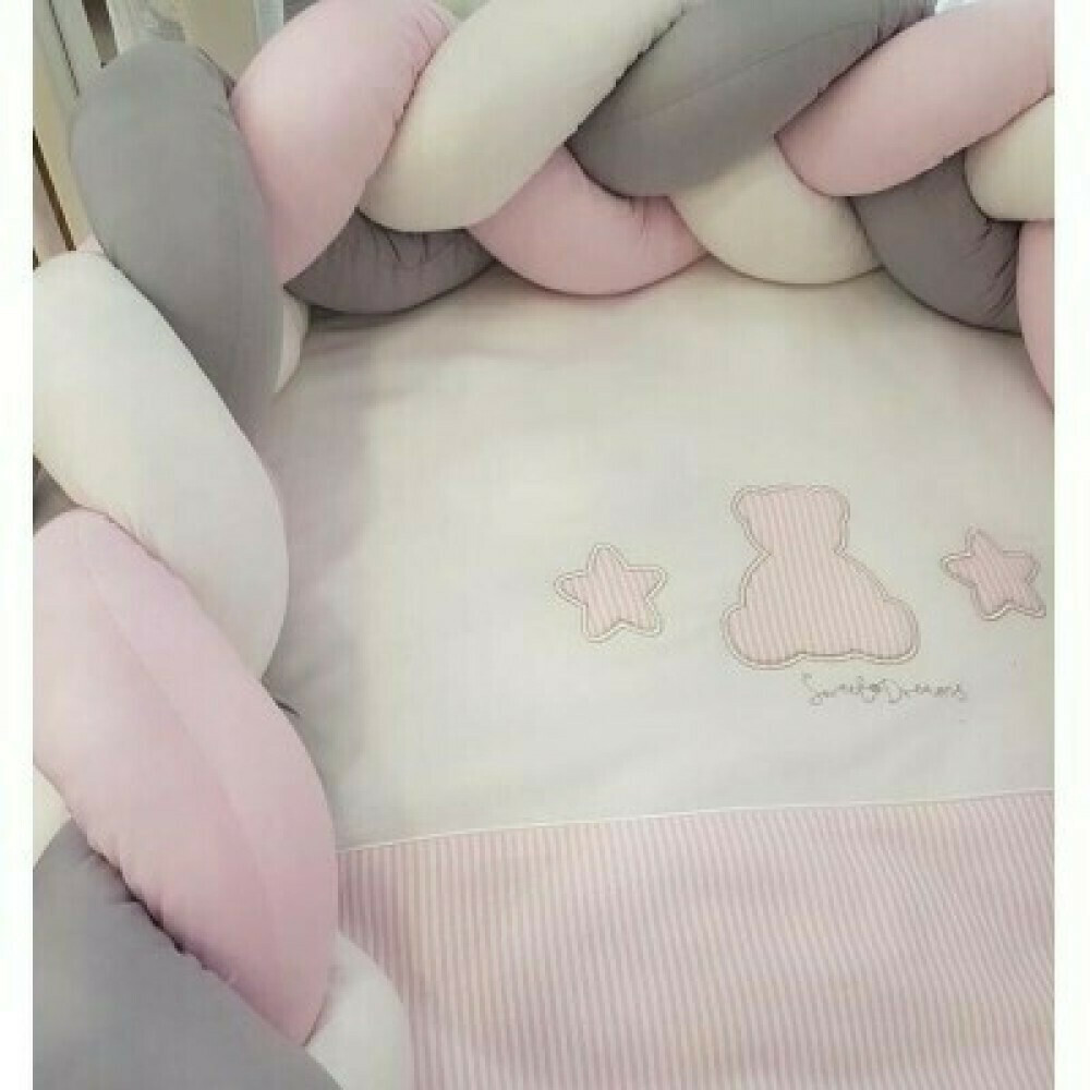 Πάντα Πλεξούδα Natalino Bebelino Pink-White-Grey 190x20 231