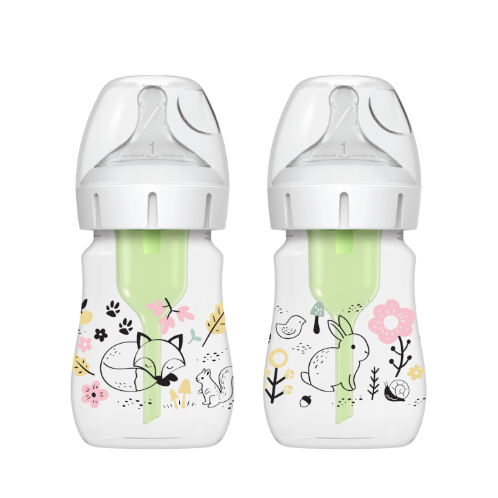 Μπιμπερό πλαστικό Dr. Brown’s Options+με φαρδύ λαιμό Δάσος 150ml(2 τμχ) WB 52016