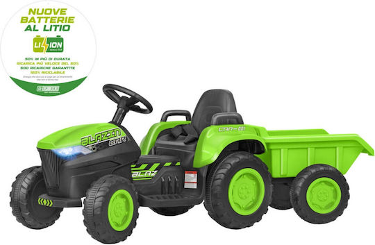 Ηλεκτροκίνητο παιδικό τρακτέρ με καρότσα Globo Spidko 12 Volt με μπαταρία Λιθίου Πράσινο