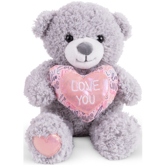 Λούτρινο παιχνίδι Bear with Heart Grey 28cm 013141