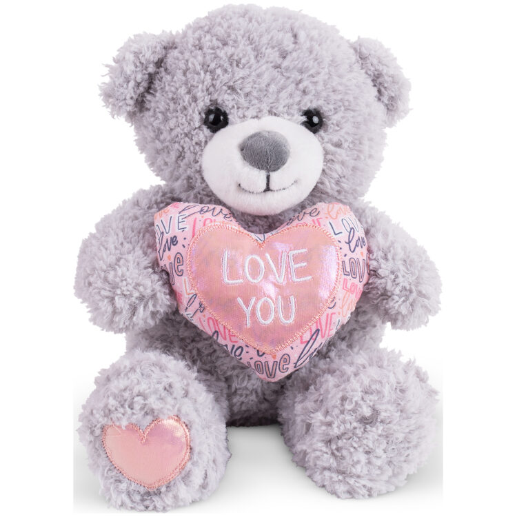 Λούτρινο παιχνίδι Bear with Heart Grey 28cm 013141