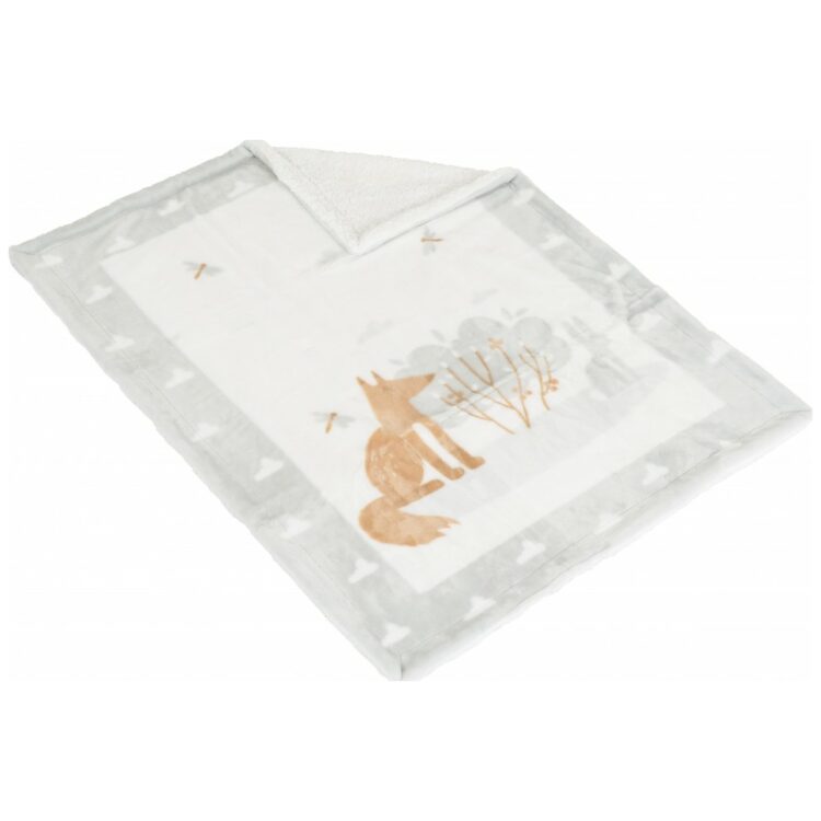 Κουβέρτα βελουτέ με Sherpa, Cangaroo Little Friends Grey 80x110