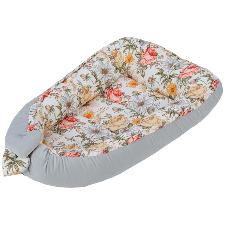 Βρεφική φωλιά Tuttolina New Flowers Grey TUK37