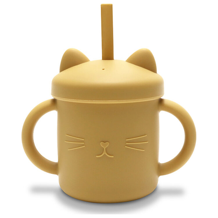 Κύπελλο σιλικόνης με λαβές και καλαμάκι, Lorelli Natural Yellow 10230660001