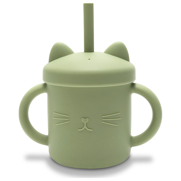 Κύπελλο σιλικόνης με λαβές και καλαμάκι, Lorelli Natural Fresh Green 10230660004