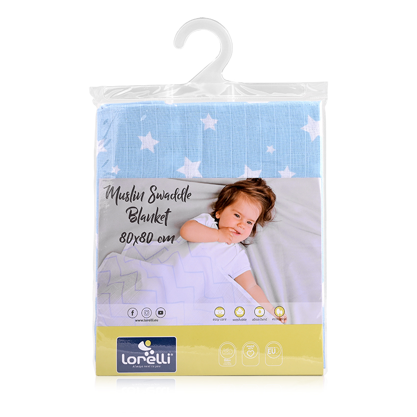 Πάνα μουσελίνας 80×80 Lorelli Muslin Swaddle Aquatic with Stars 10340092305 - Image 2