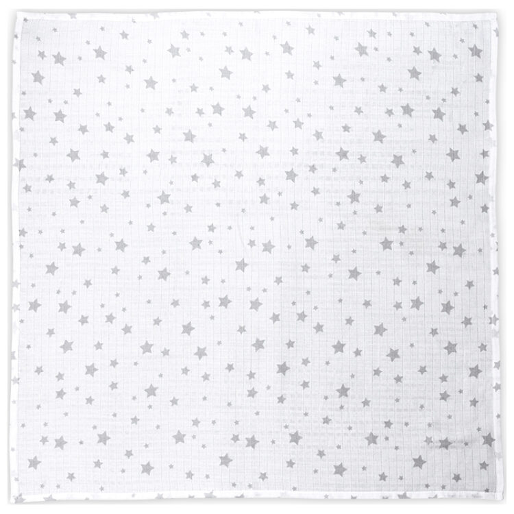 Πάνα μουσελίνας 80×80 Lorelli Muslin Swaddle White with Grey Stars 10340092307