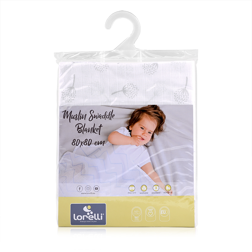 Πάνα μουσελίνας 80×80 Lorelli Muslin Swaddle Grey Floral 10340092309 - Image 2