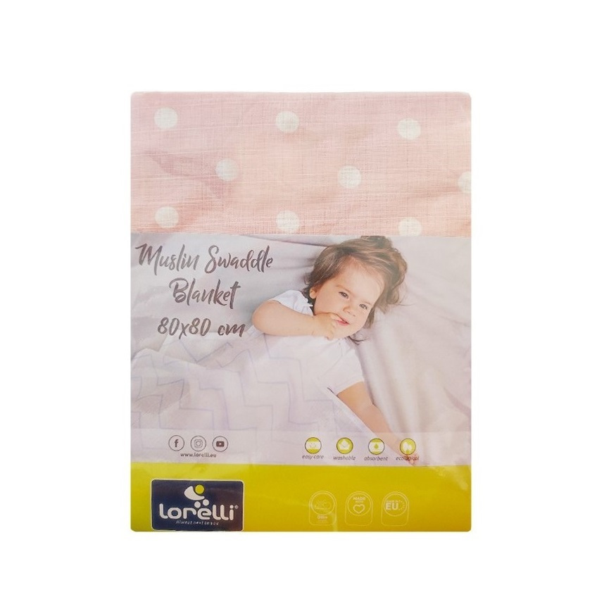 Πάνα μουσελίνας 80×80 Lorelli Muslin Swaddle Pink Dots 10340091903 - Image 2