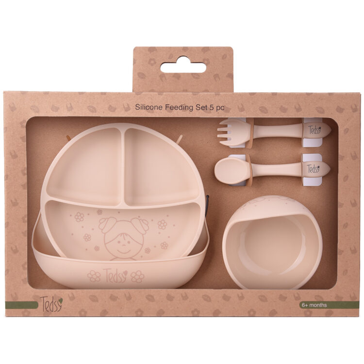 Σετ φαγητού σιλικόνης 5 τεμ. Doll Beige 097100