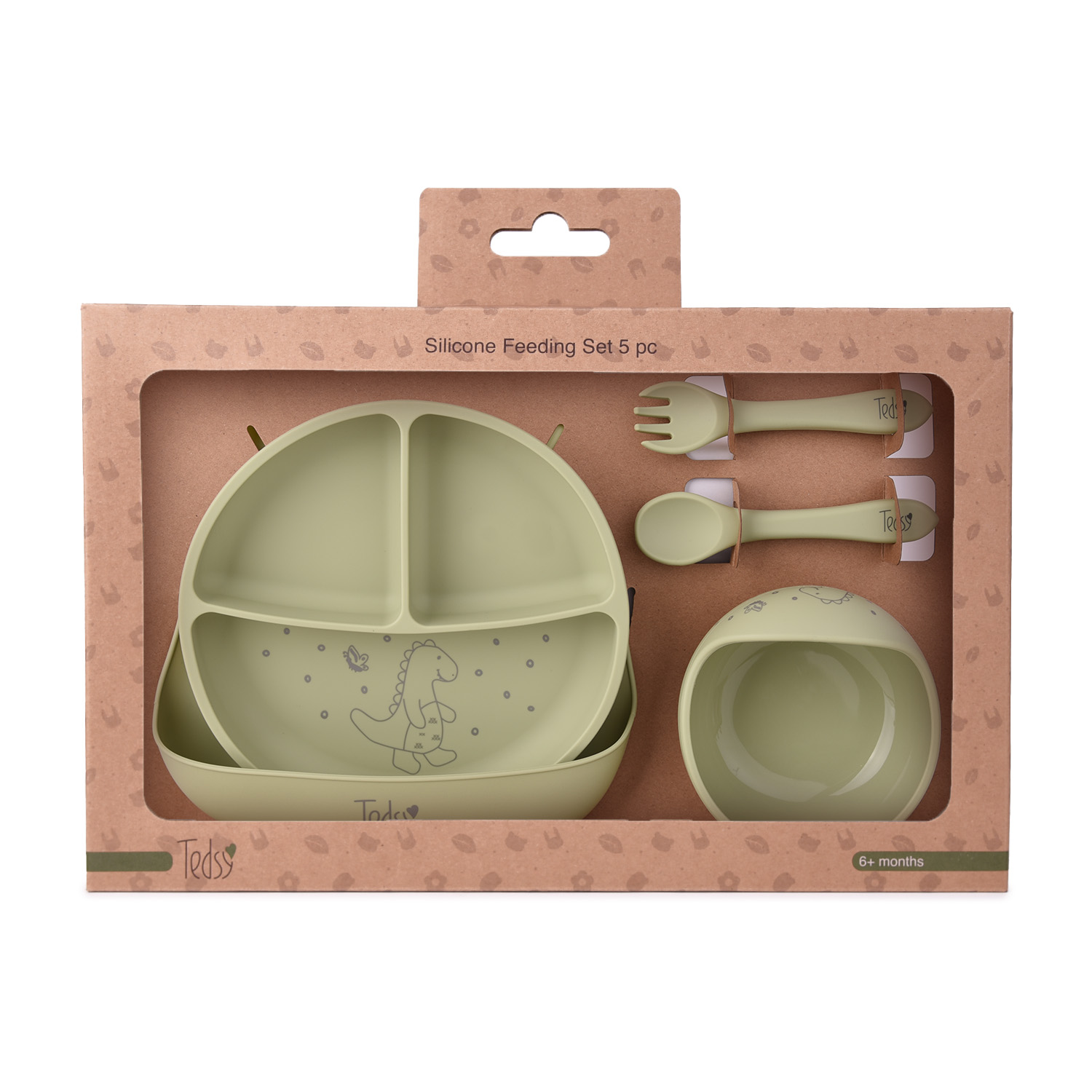 Σετ φαγητού σιλικόνης 5 τεμ. Dino Green 097105