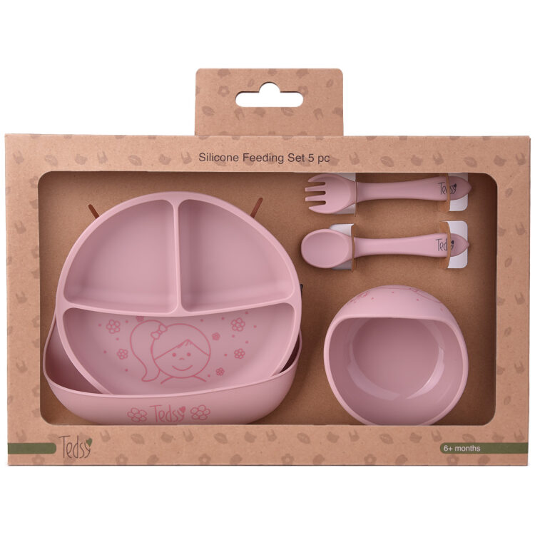 Σετ φαγητού σιλικόνης 5 τεμ. Doll Pink 097106