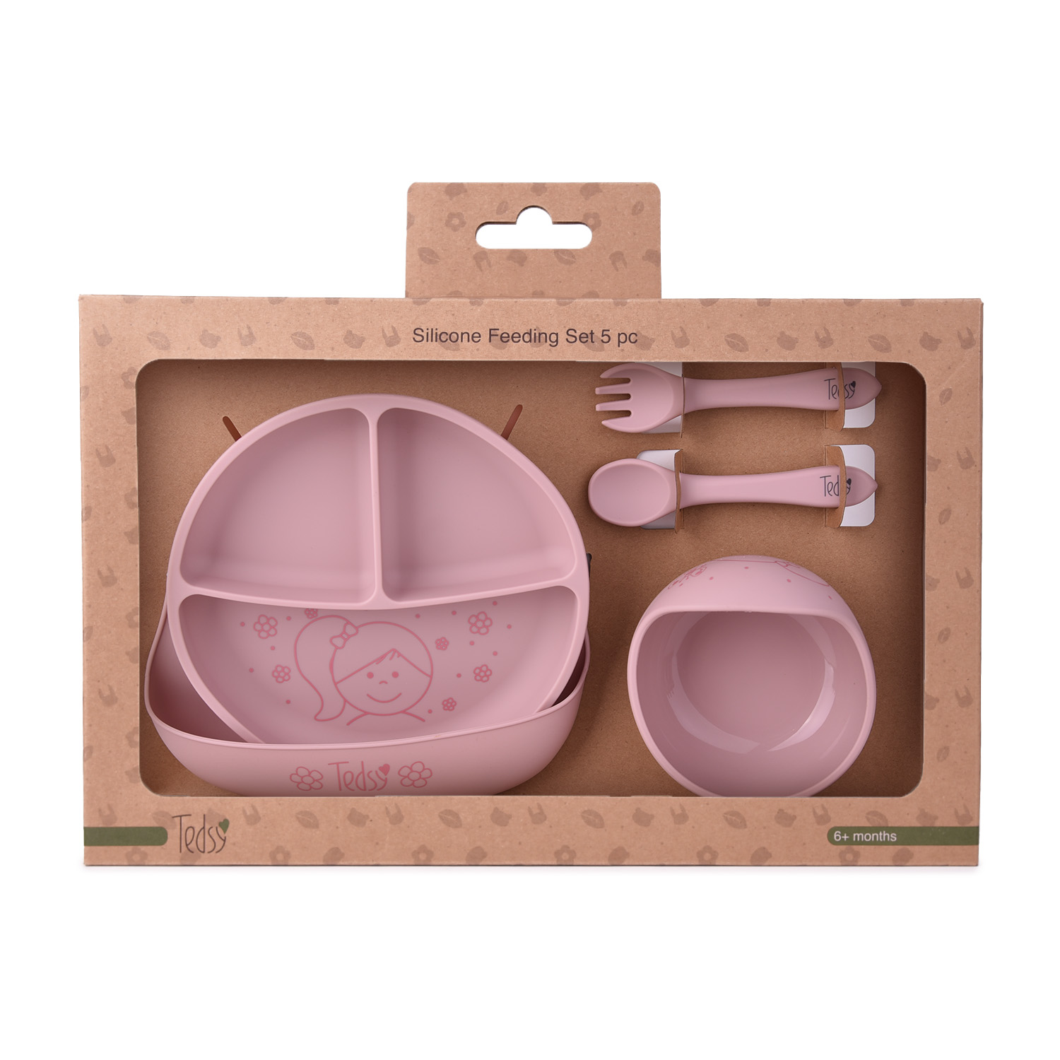 Σετ φαγητού σιλικόνης 5 τεμ. Doll Pink 097106