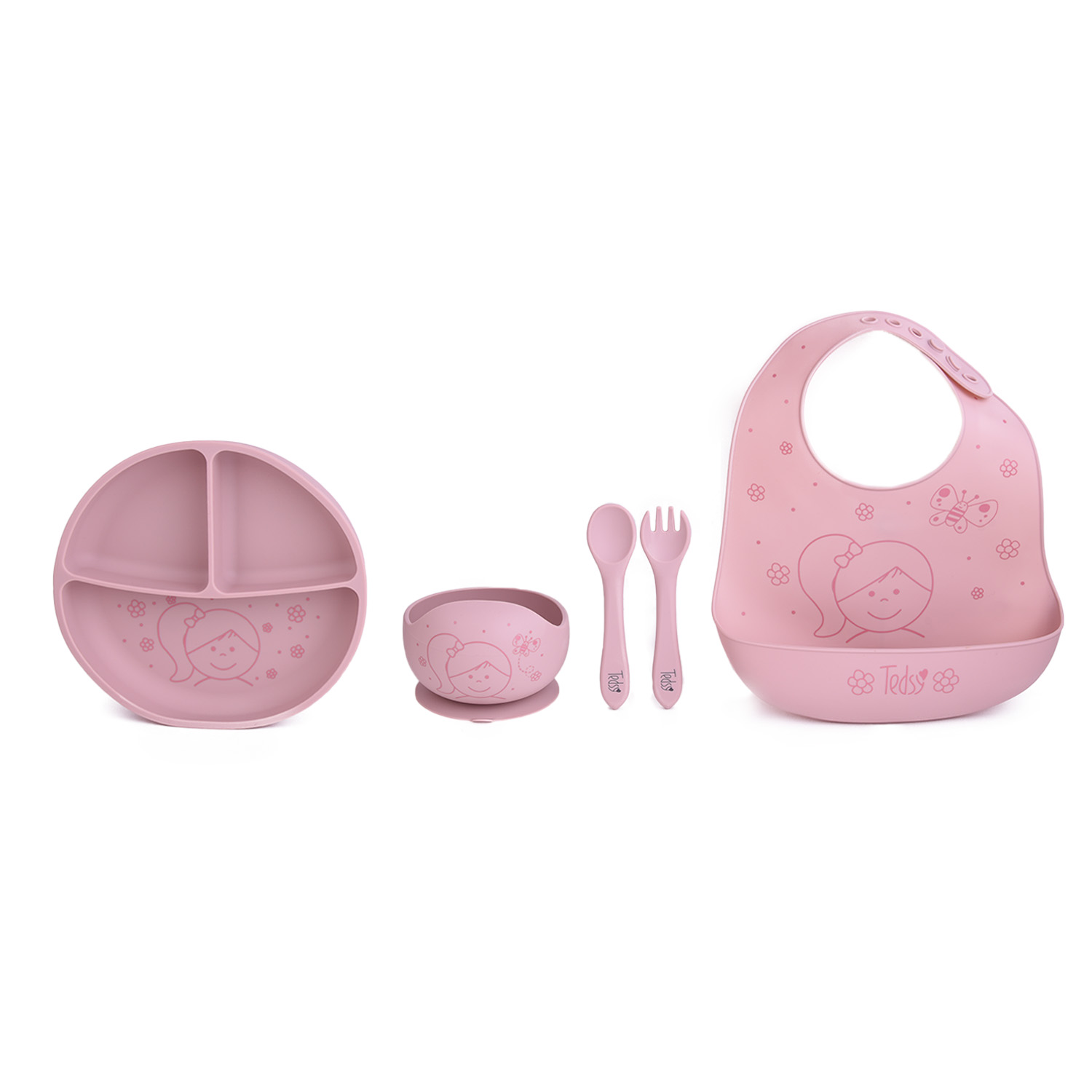 Σετ φαγητού σιλικόνης 5 τεμ. Doll Pink 097106 - Image 2