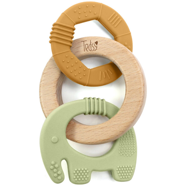 Μασητικό οδοντοφυΐας, σιλικόνης και ξύλου, Green 097407