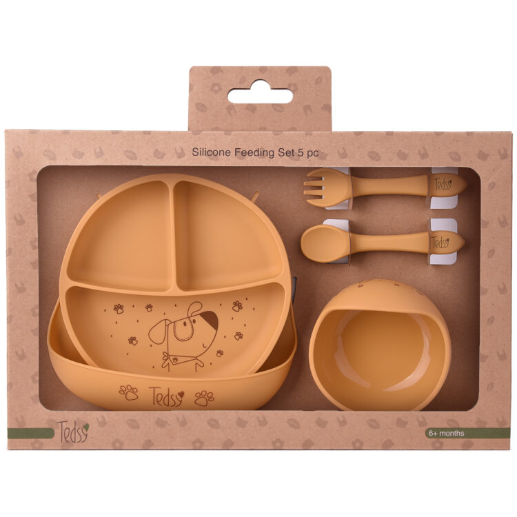 Σετ φαγητού σιλικόνης 5 τεμ. Dog Yellow 097102