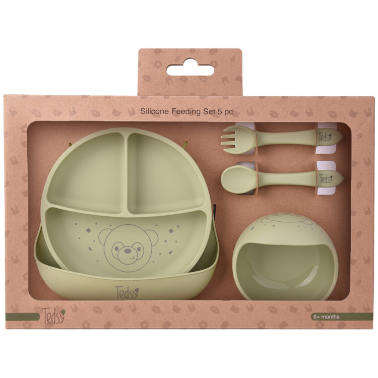 Σετ φαγητού σιλικόνης 5 τεμ. Panda Green 097109