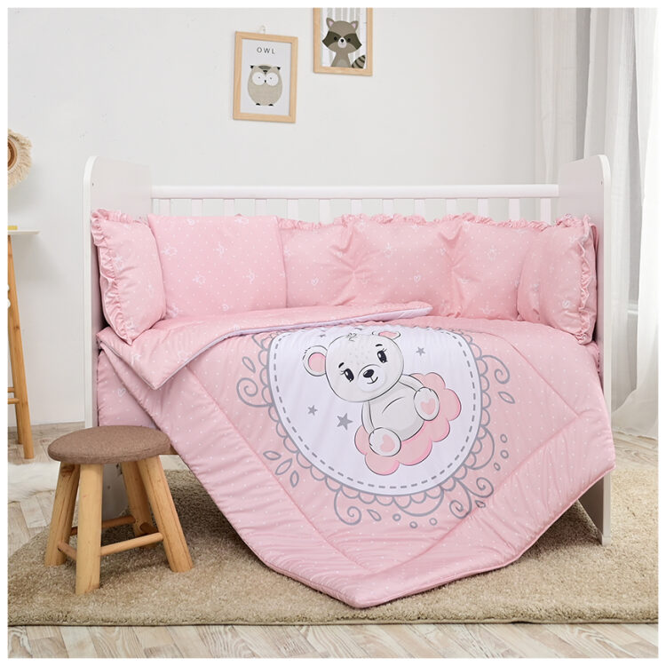 Προίκα κούνιας Lorelli Lily σετ 4 τμχ Little Bear Pink 20800145902