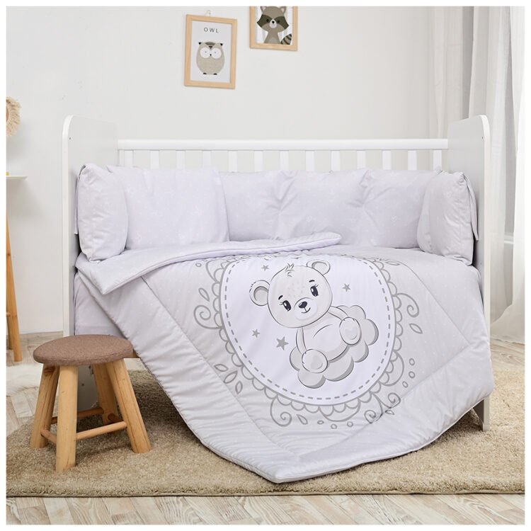Προίκα κούνιας Lorelli Lily σετ 4 τμχ Little Bear Grey 20800145903