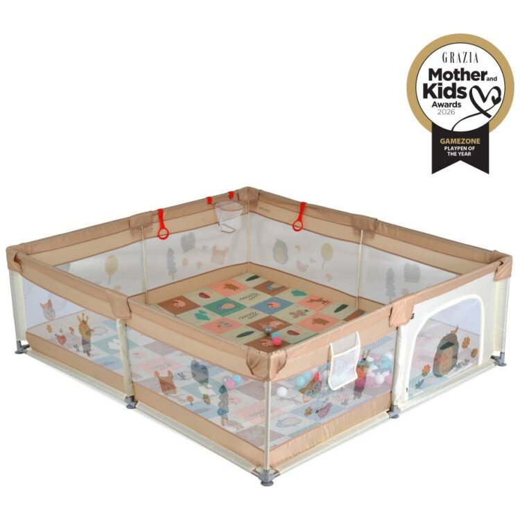 Πάρκο Moni Game Zone Beige 150x200 με στρώμα και μπάλες