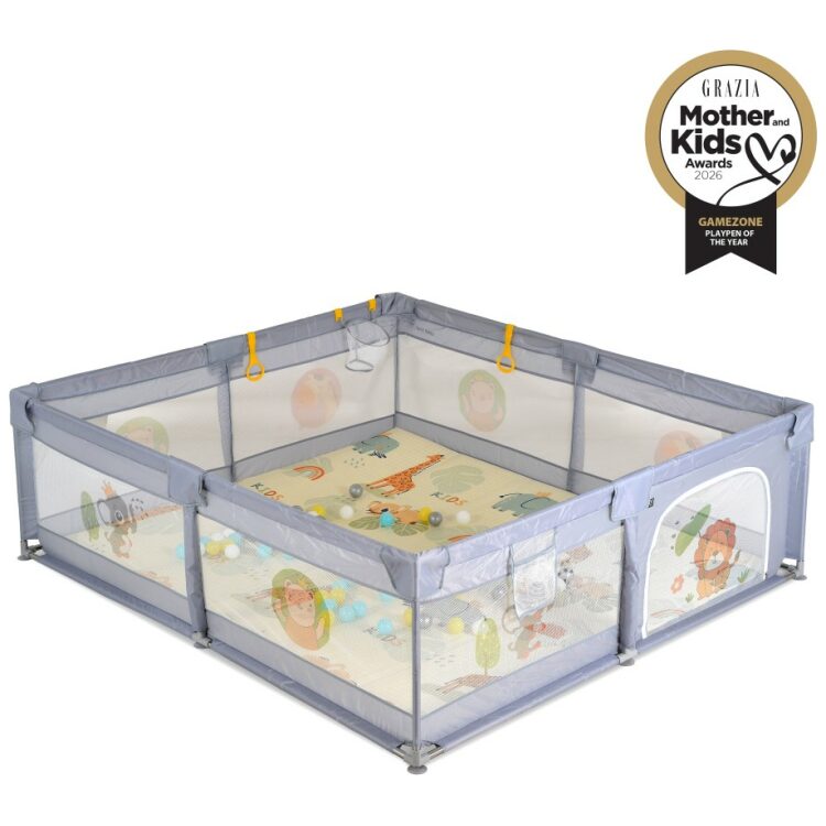 Πάρκο Moni Game Zone Beige 180×200 με στρώμα και μπάλες
