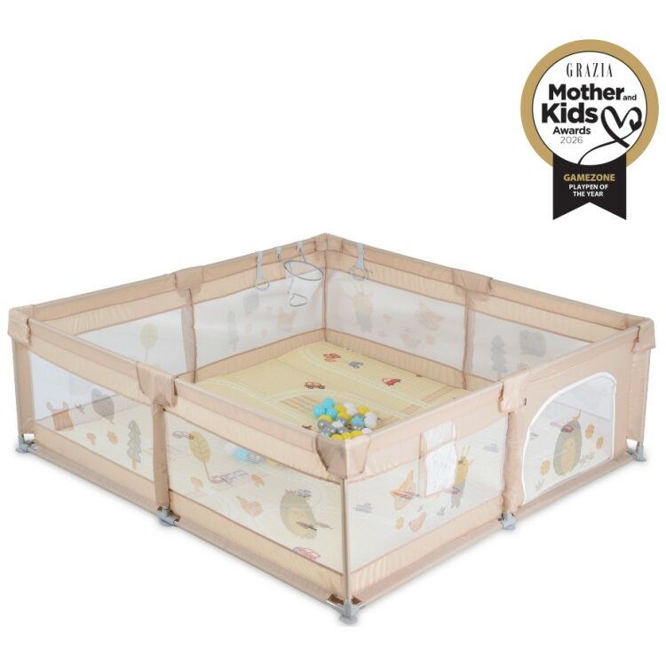 Πάρκο Moni Game Zone Beige 180×200 με στρώμα και μπάλες