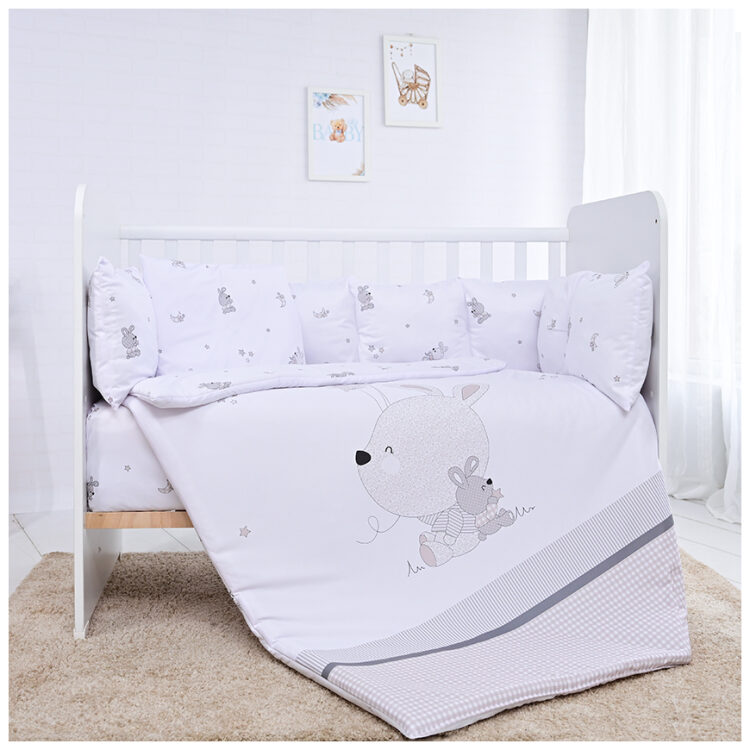 Προίκα κούνιας Lorelli Lily σετ 4 τμχ Little Rabbits Grey 20800146601