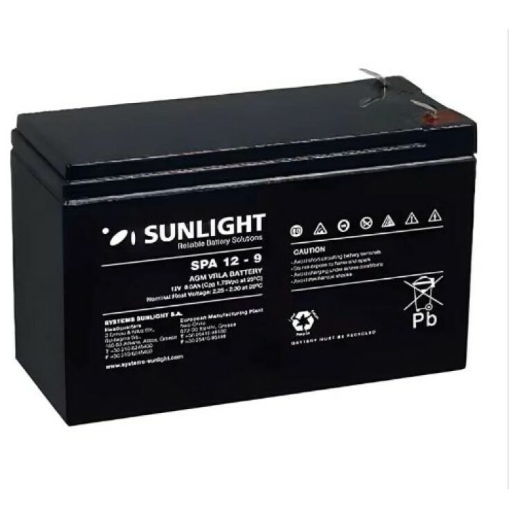 Μπαταρία Μολύβδου Επαναφορτιζόμενη Sunlight SP12-9 Lead Battery Pack UPS 12V 9Ah