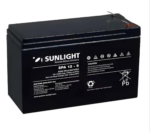 Μπαταρία Μολύβδου Επαναφορτιζόμενη Sunlight SP12-9 Lead Battery Pack UPS 12V 9Ah