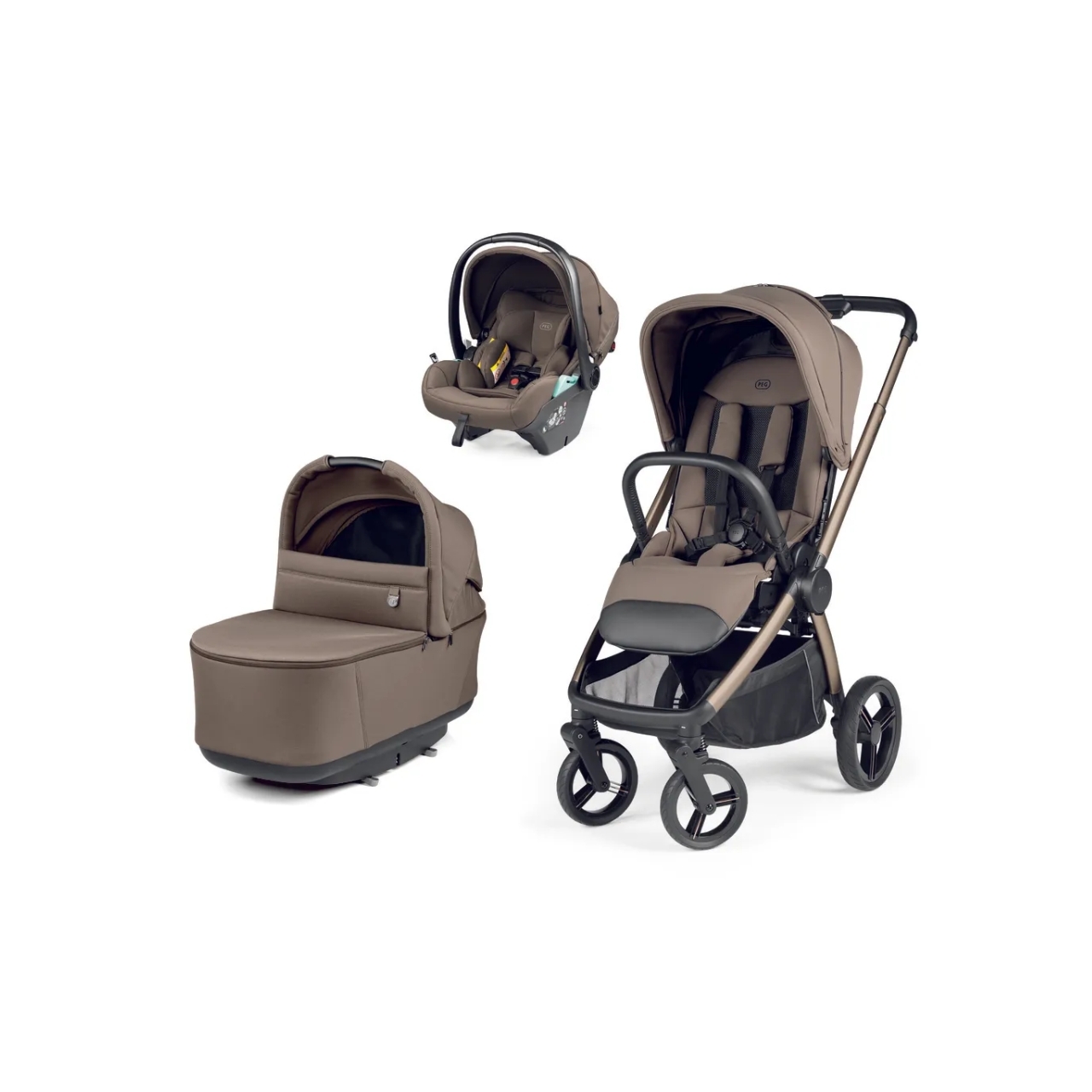 Πολυμορφικό καρότσι Peg Perego City Loop Pro 3 in1 με κάθισμα αυτοκινήτου Primo Viaggio Lounge, Pine Bark
