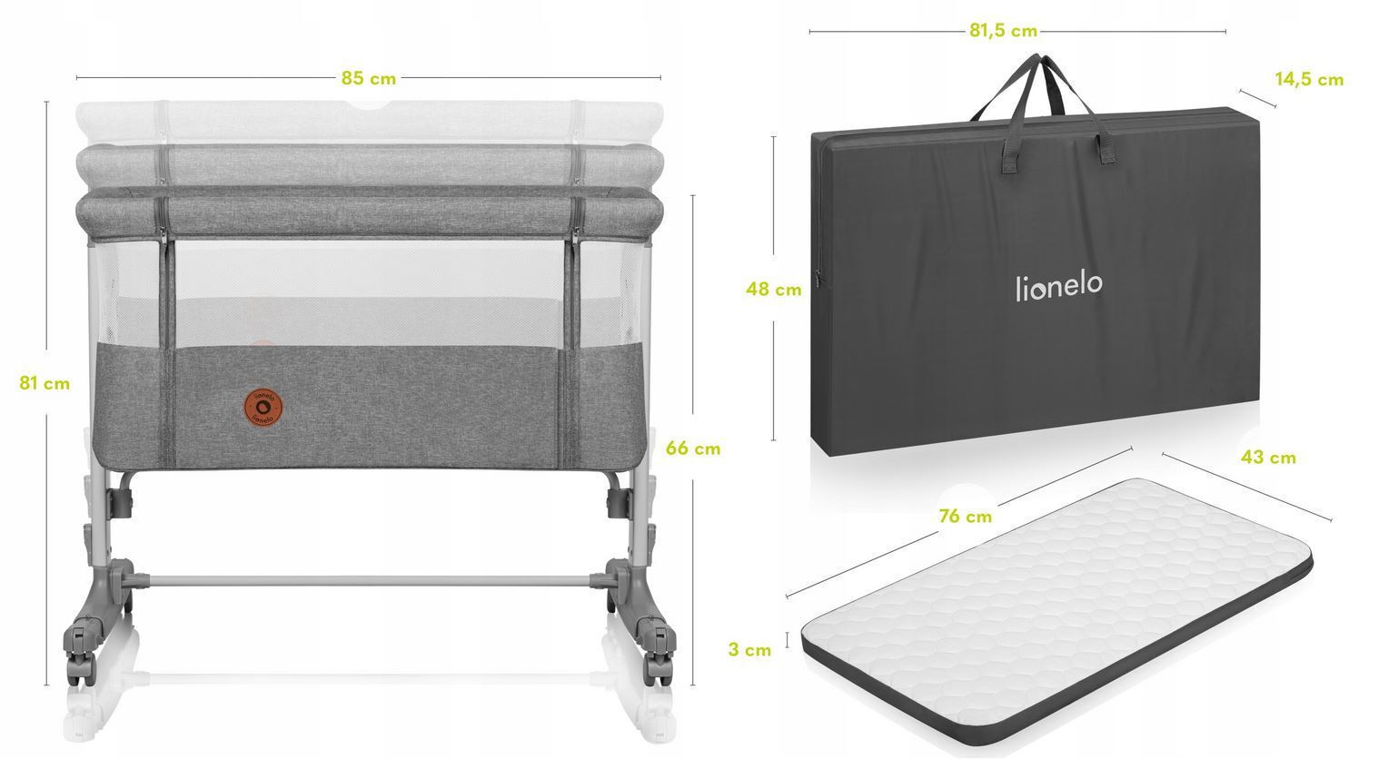 Λίκνο συγκοίμησης Lionelo Aurora Gray Concrete 5903771704373 - Image 2