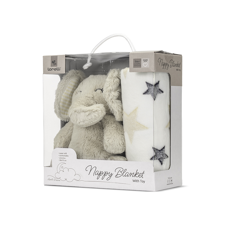 Κουβέρτα αγκαλιάς Lorelli, Nuppy White with Beige Elephant 10340182504 - Image 5