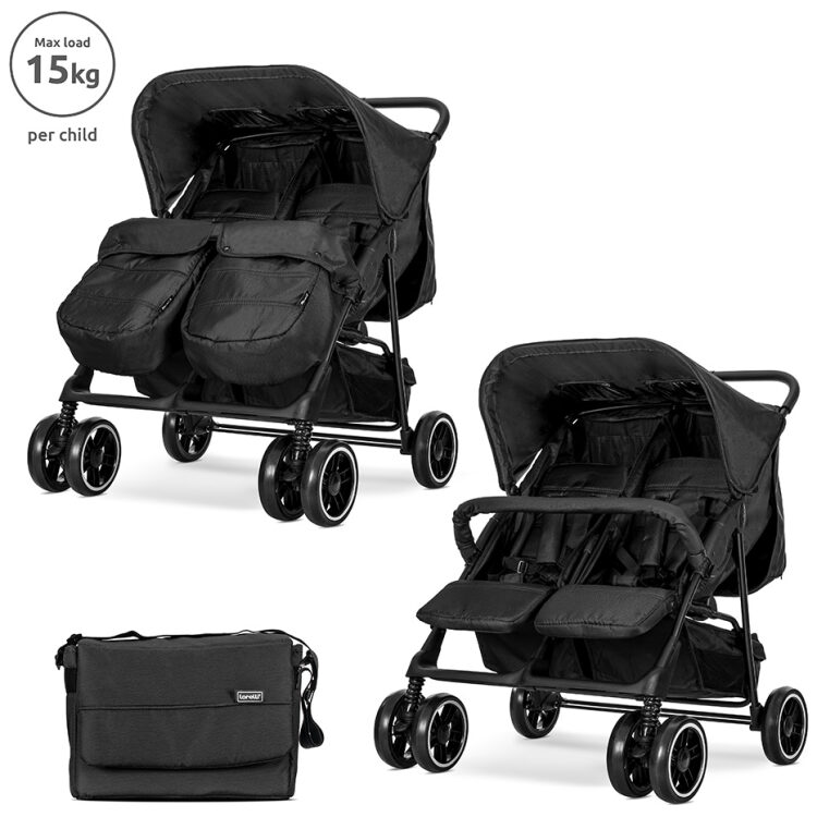 Καρότσι διδύμων Lorelli Twin Black 10020072501