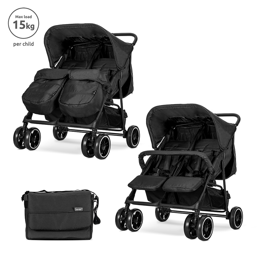 Καρότσι διδύμων Lorelli Twin Black 10020072501